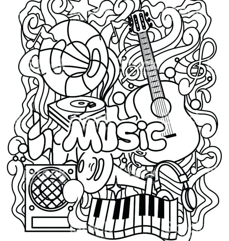 768x807 Free Printable Coloring Pages Musical Instruments Copy Instrument