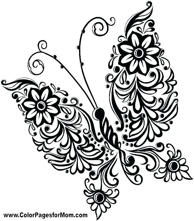 640x729 Coloring Page Of Butterfly Intricate Butterfly Coloring Pages