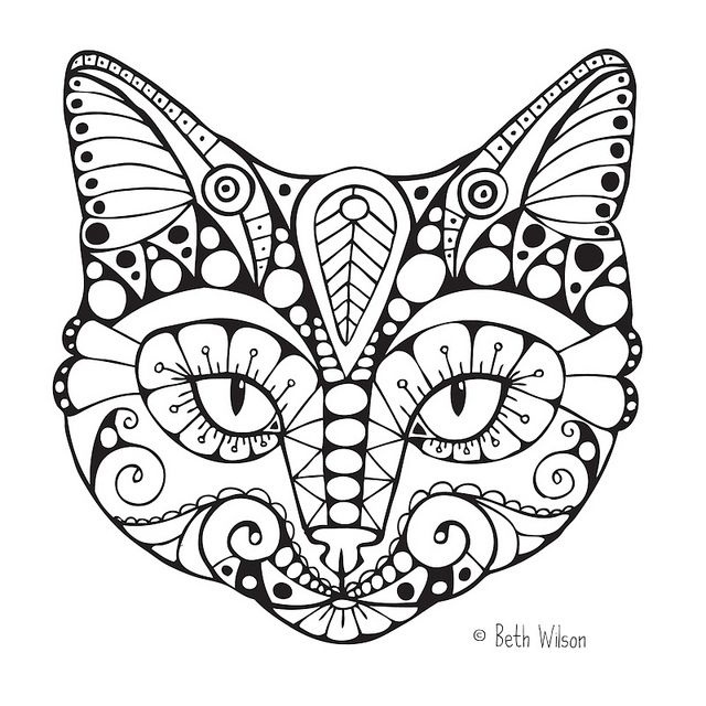 Intricate Cat Coloring Pages