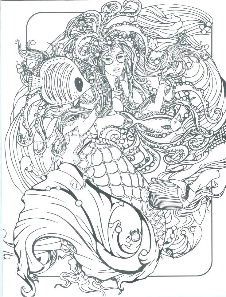 736x967 Adult Mermaid Coloring Page