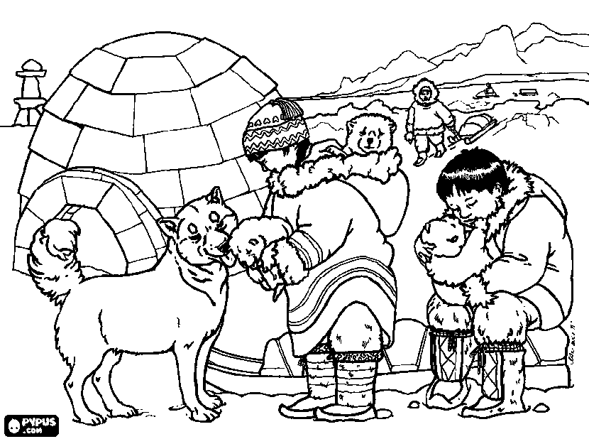 830x618 Eskimo Igloo House Coloring Page