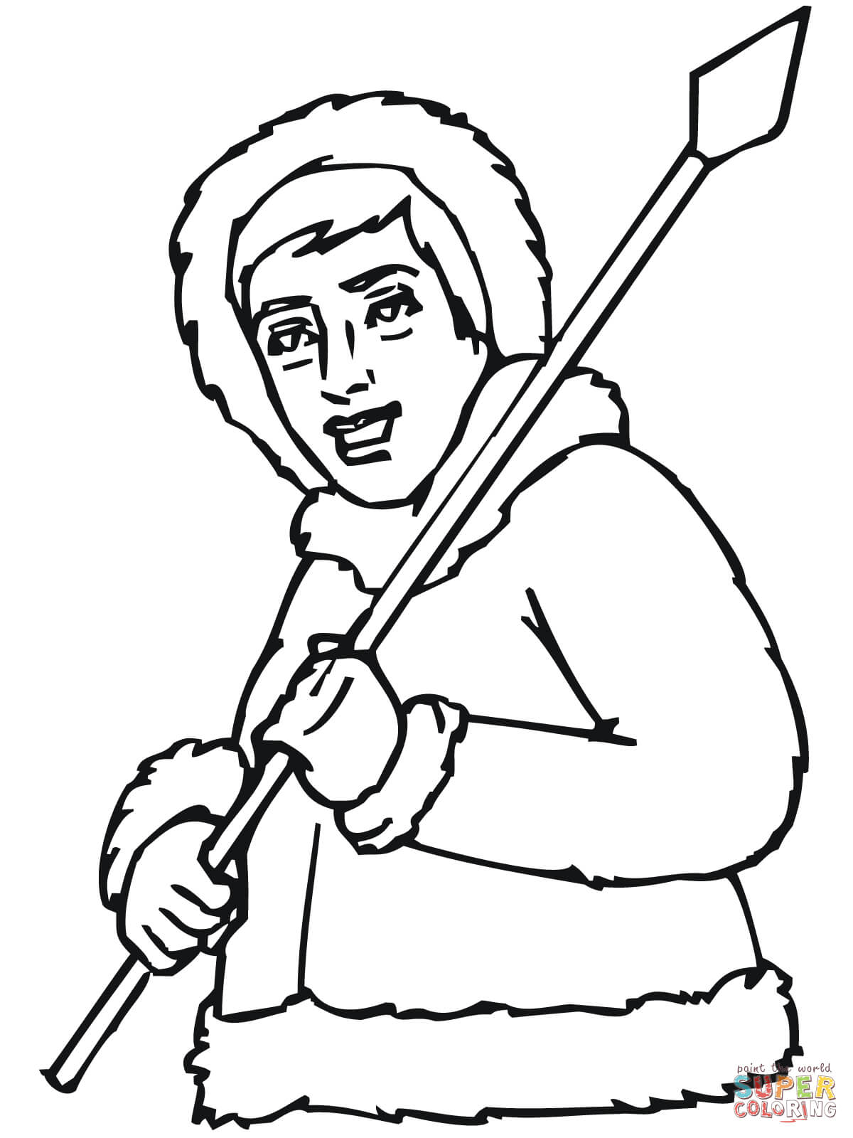 1200x1600 Important Eskimo Coloring Page Inuit With Spear Free Printable