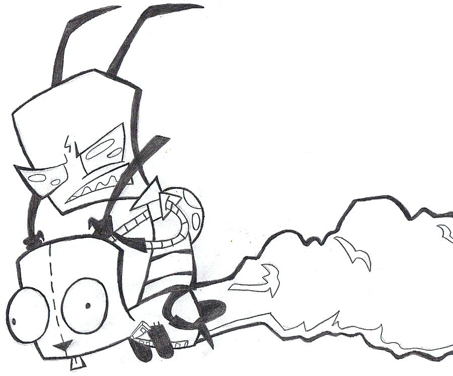 900x748 Invader Zim Coloring Pages Invader And Spyrol Invader Zim Gir