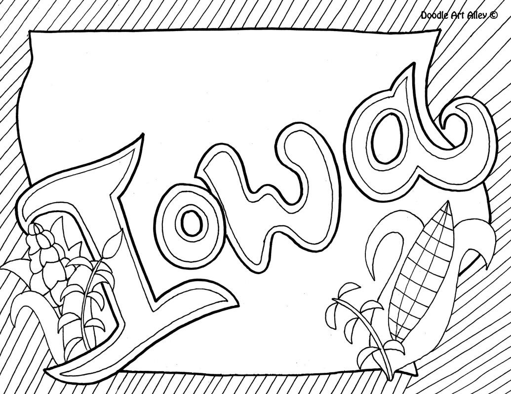 1035x799 Iowa Coloring Page By Doodle Art Alley Usa Coloring Pages