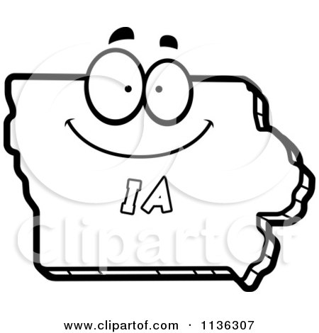 450x470 Cartoon Clipart Of An Outlined Happy Iowa State Character