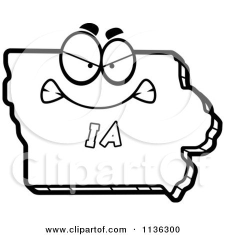 450x470 Cartoon Clipart Of An Outlined Mad Iowa State Character