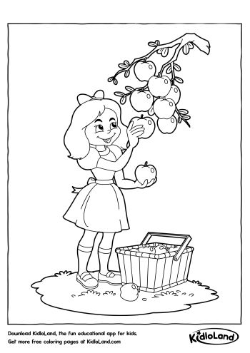 350x495 Girl Picking Fruits Coloring Page Free Printables For Your Kids