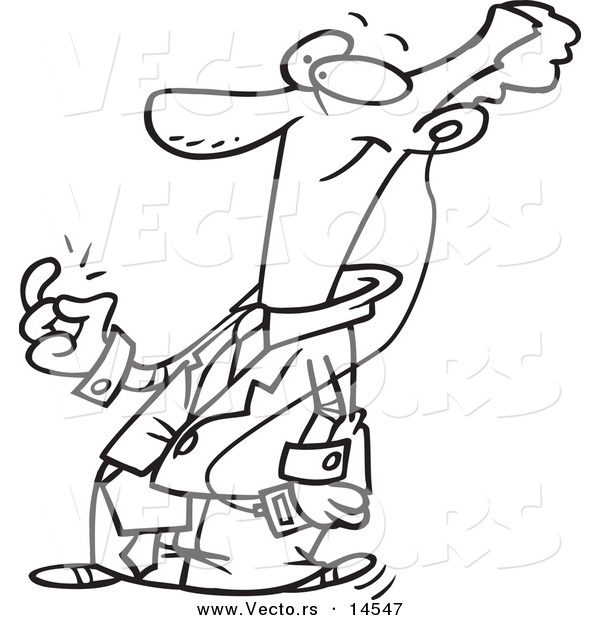 600x620 Vector Of A Cartoon Businessman Snapping His Fingers And Listening