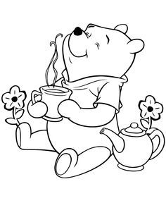 236x305 Bear Coloring Pages Winnie The Pooh Bear Having Tea Coloring