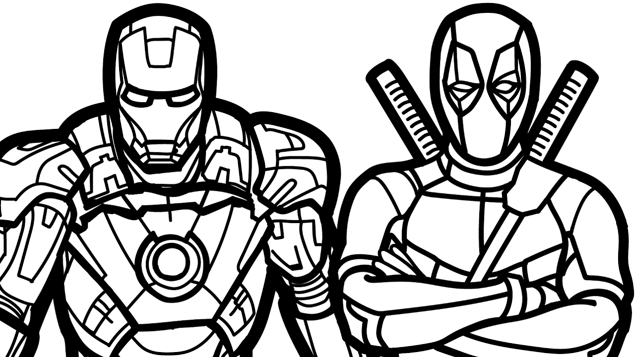 1280x720 Fashionable Ideas Deadpool Coloring Pages Iron Man And Book Kids