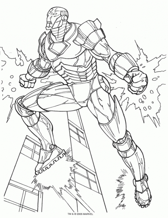564x730 Iron Man Flying Above The City Coloring Page Superheroes