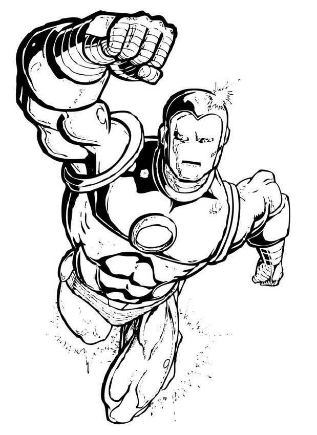 619x850 Iron Man Flying Coloring Page