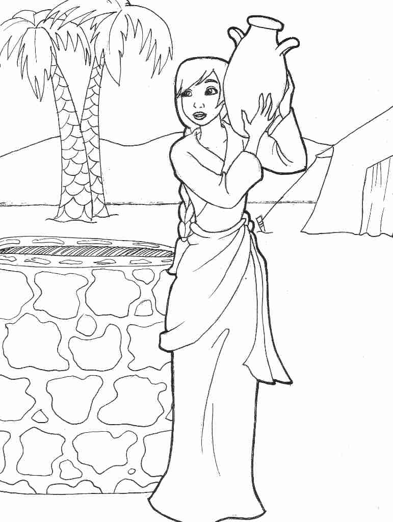 771x1024 Isaac First Meets Rebekah Coloring Page Free Printable Fine