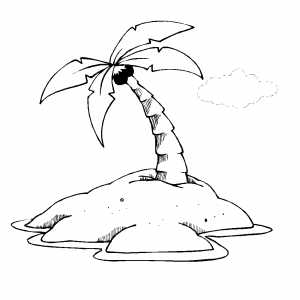 300x300 Island With Single Palm Coloring Page