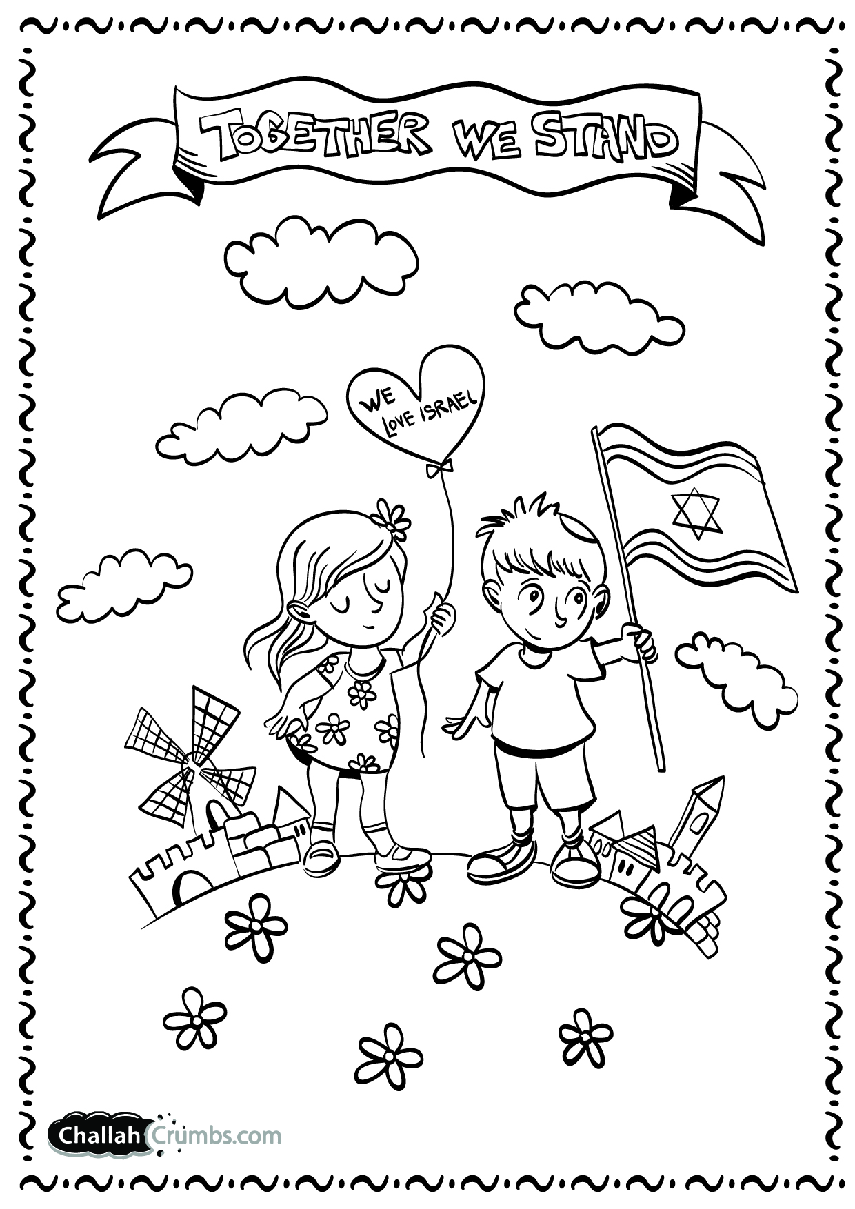 1240x1754 Israel Coloring Page (Click On Picture To Print)
