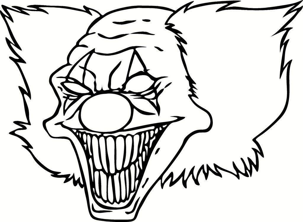 1024x751 Scary Coloring Pages Scary Clown Coloring Pages Coloring Home