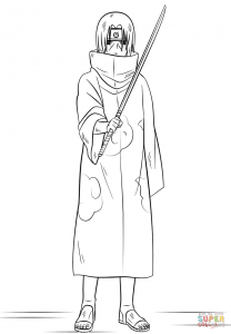 208x300 Itachi Uchiha From Naruto Cartoon Coloring Page