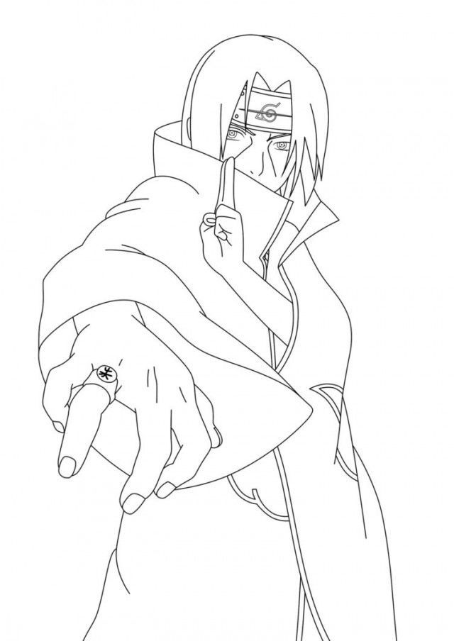 640x904 Uchiha Itachi Ready To Fight Naruto Coloring Pages