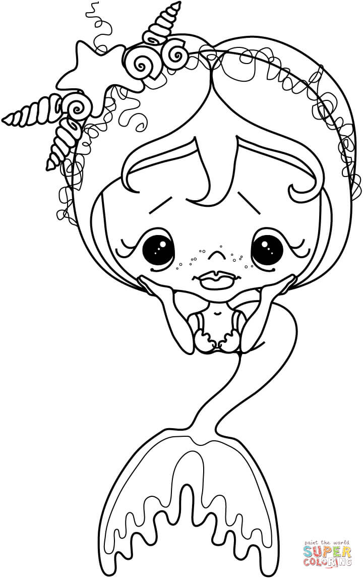720x1148 Stupendous Little Girl Coloring Pages Sad Mermaid Page Free