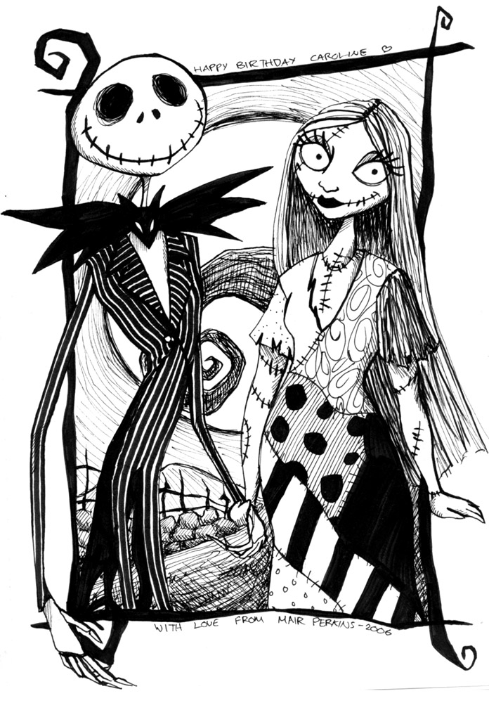 696x1000 Nightmare Before Christmas Jack And Sally Coloring Pages Drum