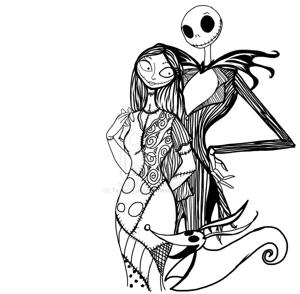 1024x1006 Pix For Gt Jack And Sally Nightmare Before Christmas Coloring Pages