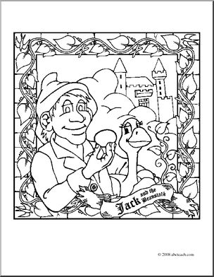 304x392 Clip Art Jack And The Beanstalk (Coloring Page) I