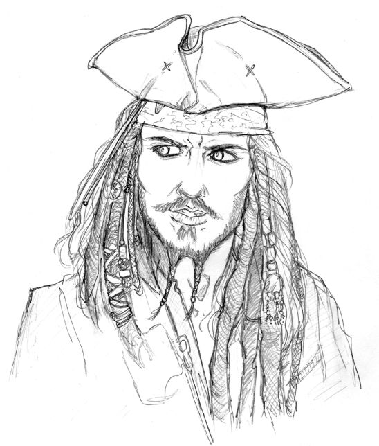 548x644 Captain Jack Sparrow Coloring Pages