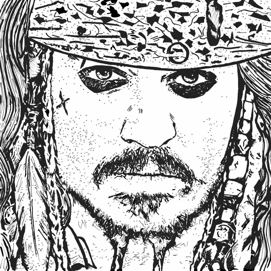 894x894 Strange Jack Sparrow Coloring Page Drawing