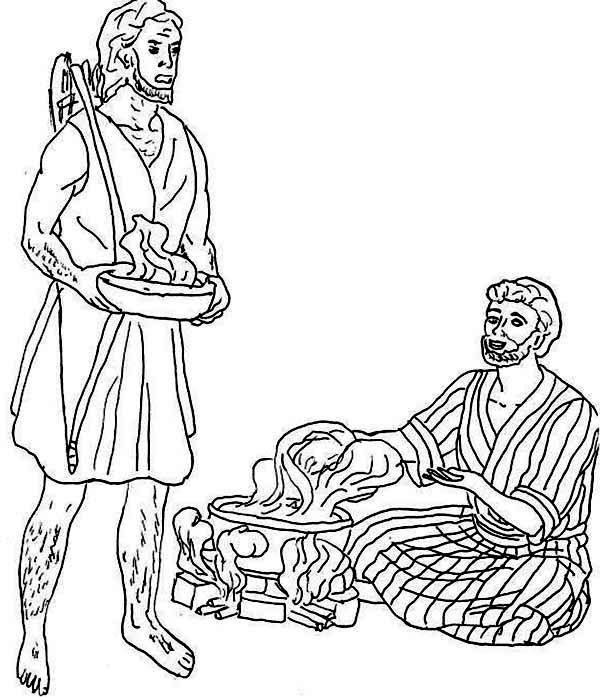 600x697 Jacob Want Esau Trade His Birth Right For A Bowl Of Stew Coloring