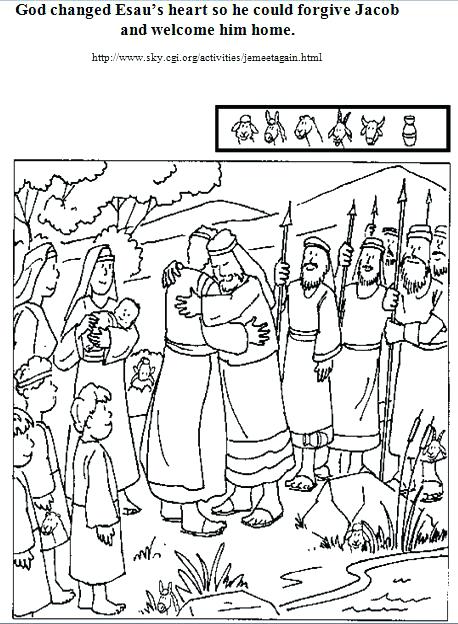 458x624 With And Reunite Hidden Picture Jacob Tricked Esau Coloring Page