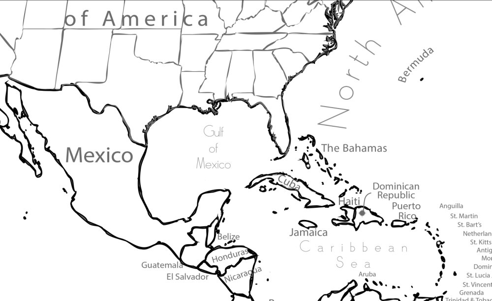 1000x613 Coloring Page World Map Labeled, Extra Large 48x32 Inch And 120x80