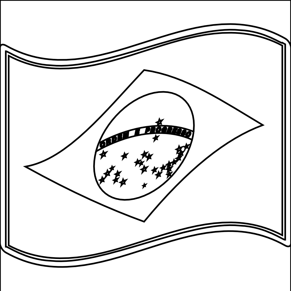 999x999 Brazil Flag Coloring Page 2