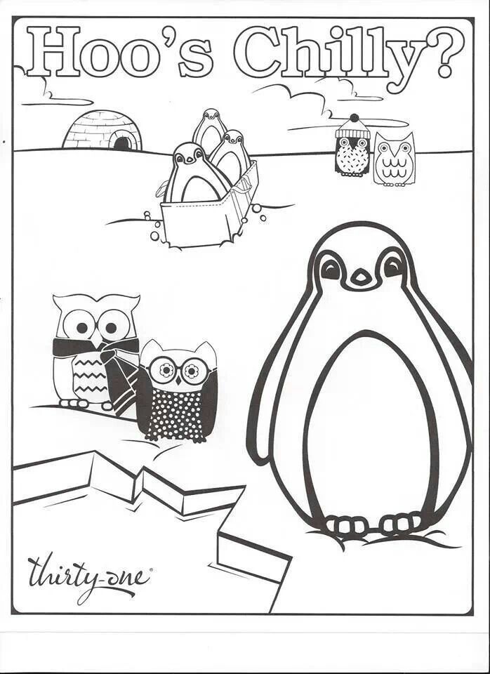 698x960 Thirty One Coloring Page For The Kids Features Hoo's Chilly