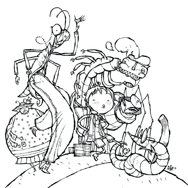600x600 James And The Giant Peach Character Colouring Pages