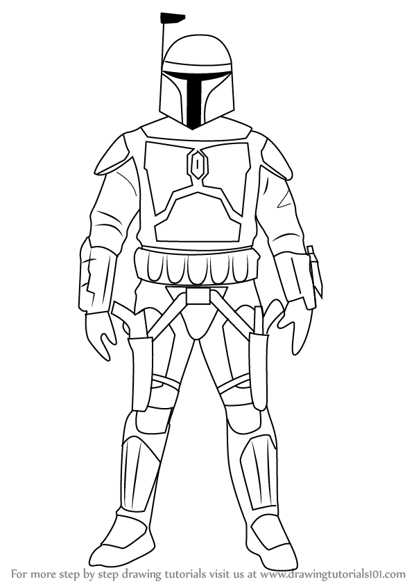 597x843 Step By Step How To Draw Jango Fett From Star Wars