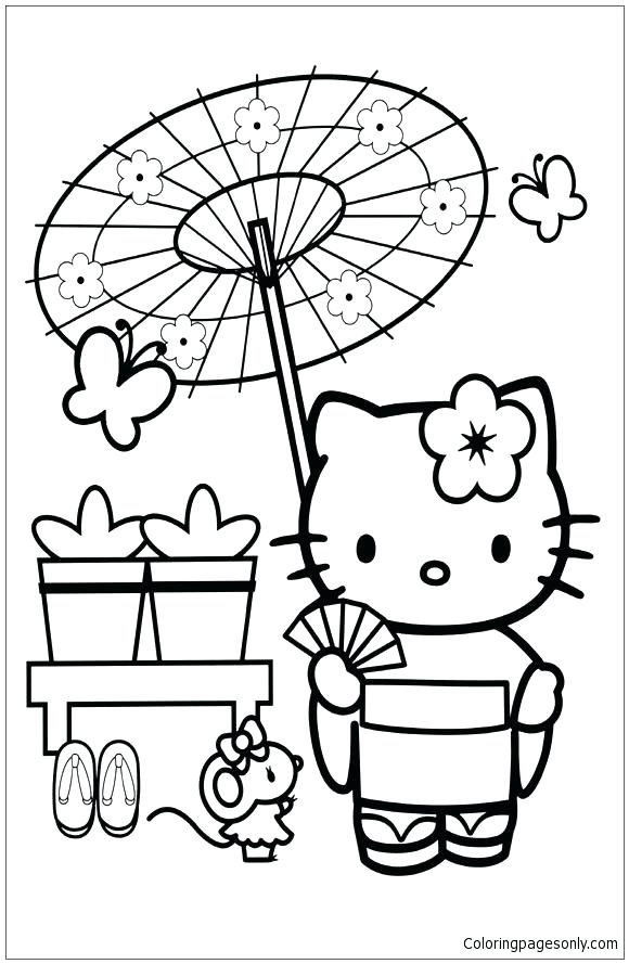 580x889 Japan Coloring Pages Hello Kitty In Japan Coloring Page Japan
