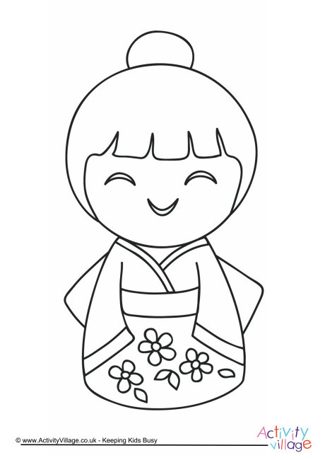 460x650 Japanese Doll Coloring Pages