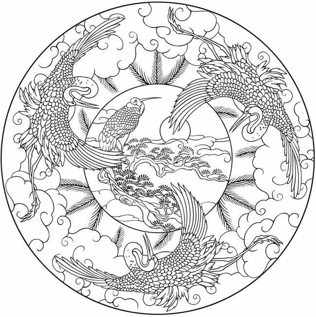 650x653 Japanese Coloring Book Pages
