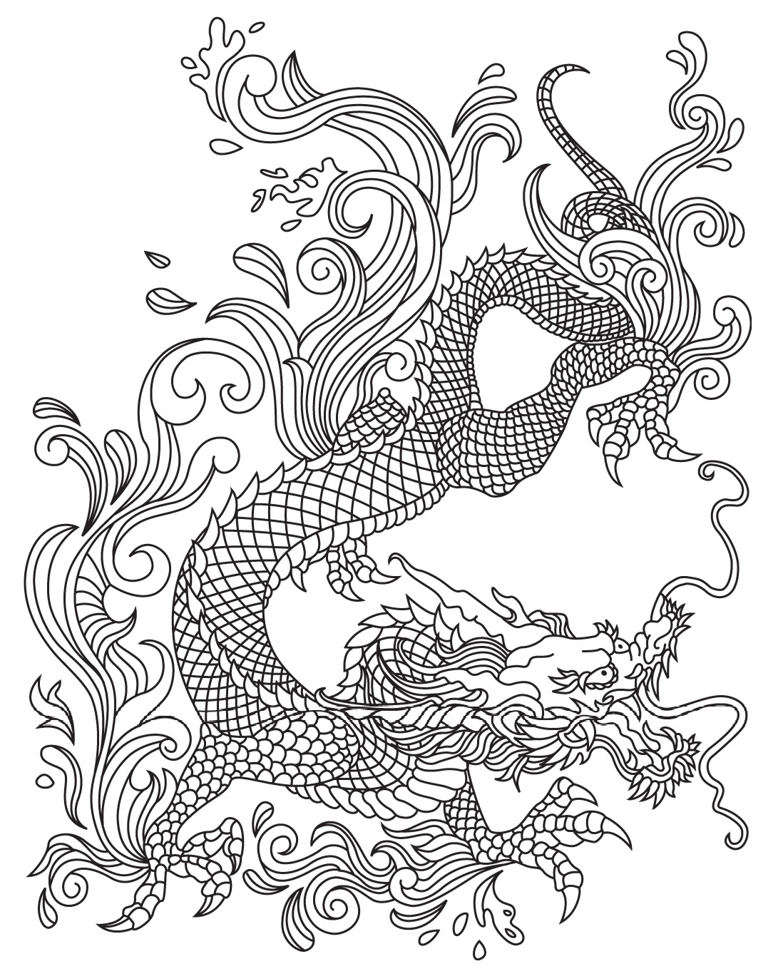 1098x1369 Japanese Dragon Colorish Coloring Book For Adults Mandala Relax