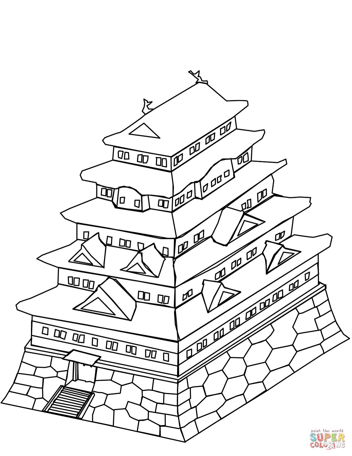 1159x1500 Japanese Castle Coloring Page At Japan Coloring Pages