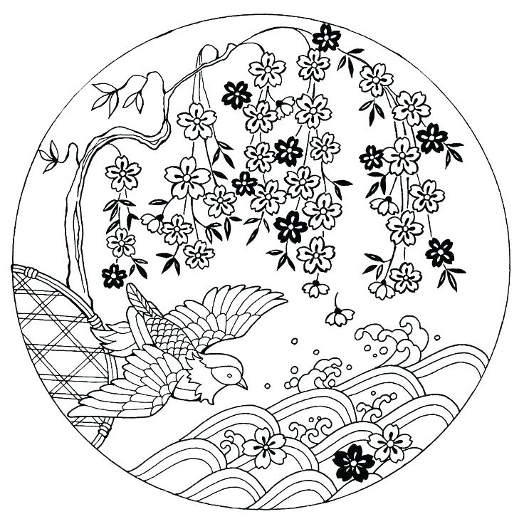 736x736 Japanese Coloring Pages Coloring Pages House On The River Bank