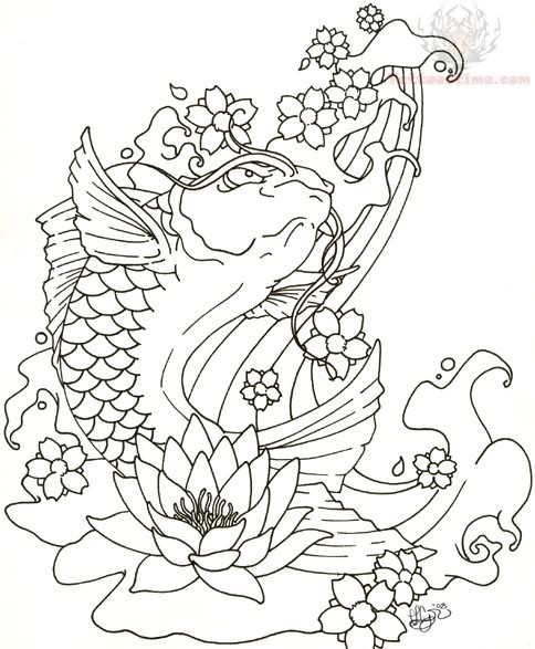 484x587 Japanese Koi Coloring Pages