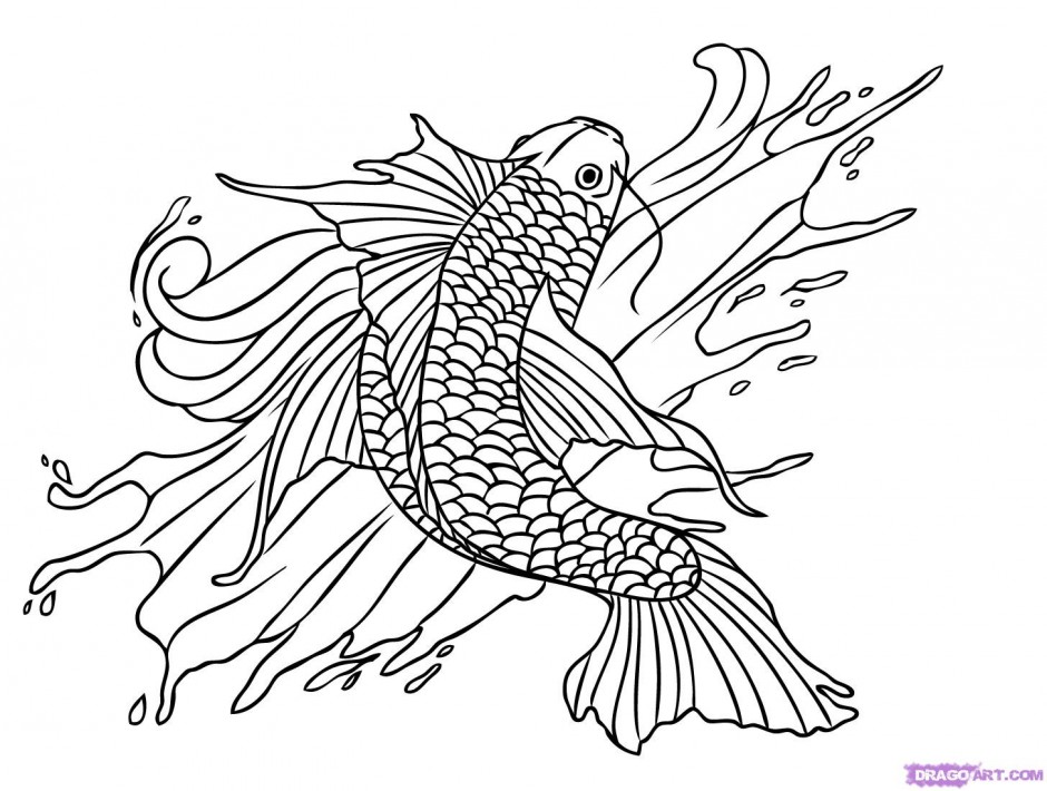 940x710 Koi Fish Coloring Pages For Kids