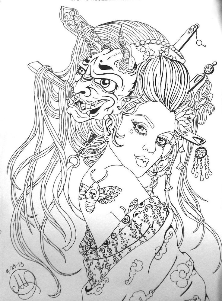 Japanese Geisha Coloring Pages