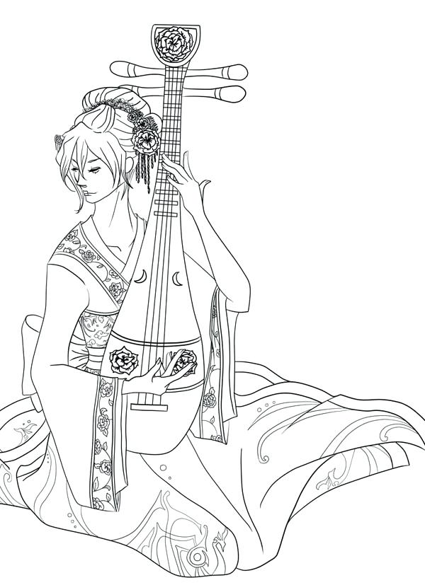 600x827 Geisha Coloring Pages Coloring Pages And Coloring Pages Archives