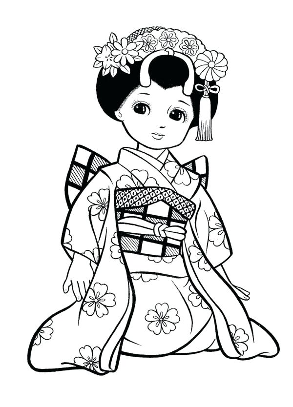 600x834 Girl Geisha Coloring Page Girl Geisha Coloring Page Japanese