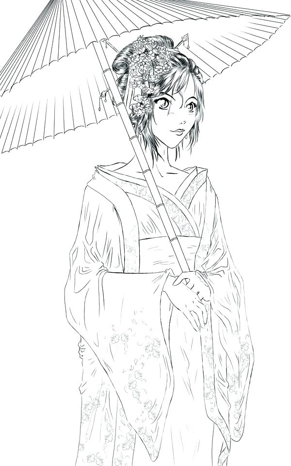 600x960 Geisha Coloring Pages Adult Coloring Medium Size Geisha Coloring