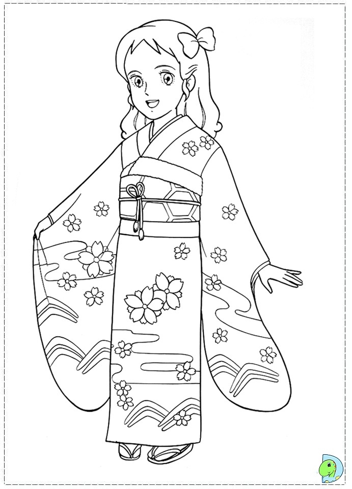 691x960 Japanese Girl Coloring Page Dinokids Japanese Coloring Pages 691 X