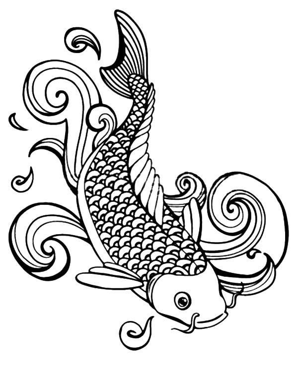 600x758 Gosanke Koi Fish Coloring Pages On Koi Fish Coloring Pages
