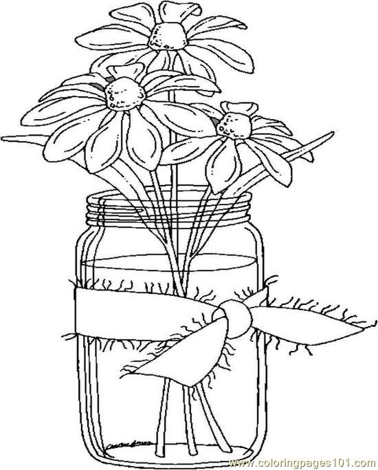 550x683 Daisies In A Jar Coloring Page